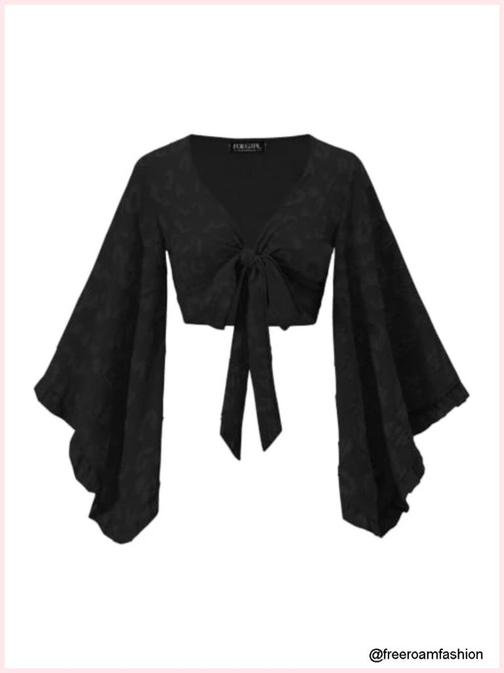 70s Hippie Tie Front Boho Bell Sleeve Crop Top for Concerts